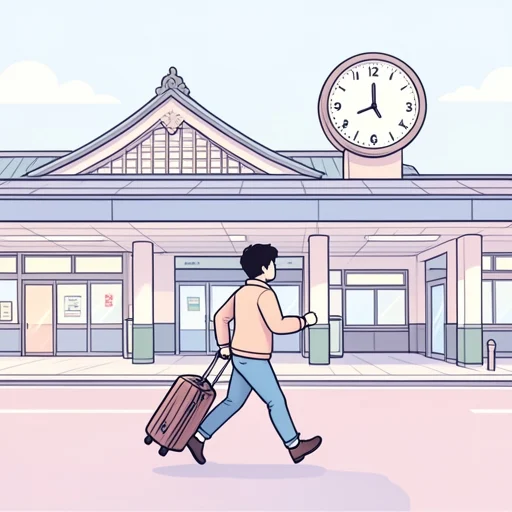 彼、東京駅への到着が遅れた - Bildwörterbuch