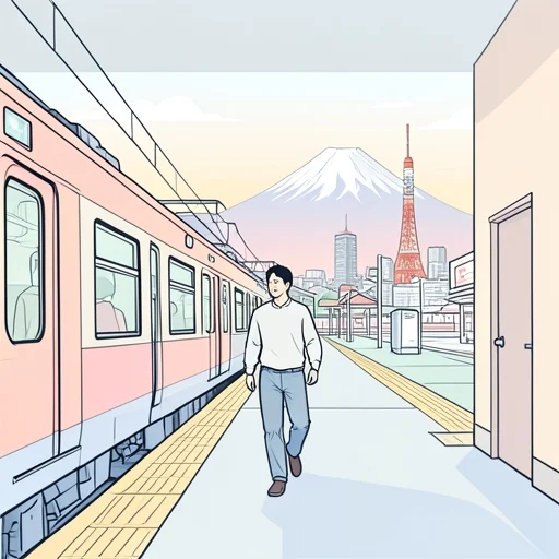 彼、次の列車で東京に着く - Bildwörterbuch