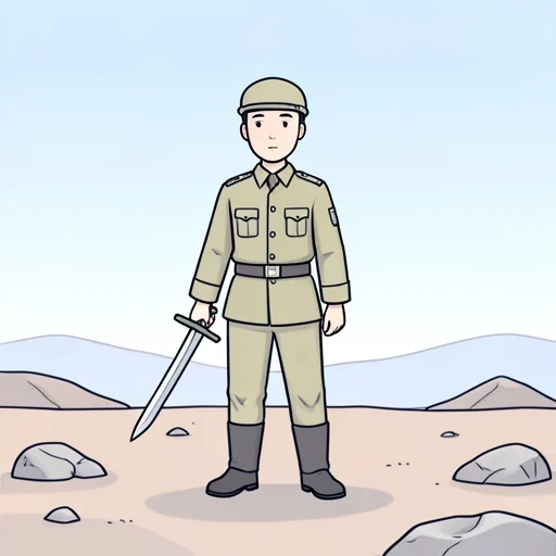彼は武器を持って戦場に向かった - Bildwörterbuch
