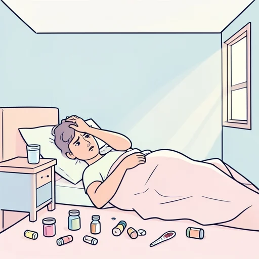 彼は病気に苦しんでる - Bildwörterbuch