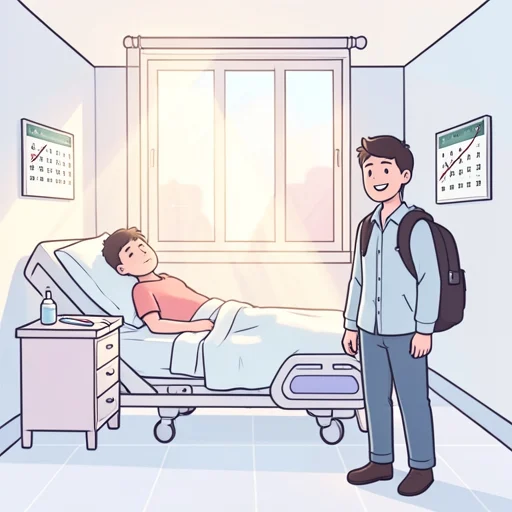彼は病気を克服して復帰した - Bildwörterbuch