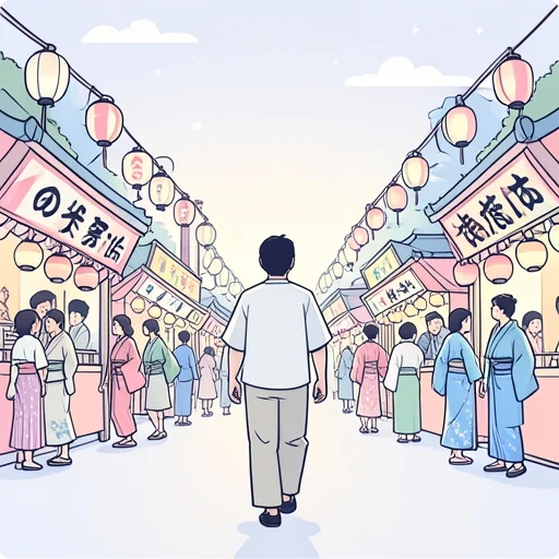 彼は伝統的な日本の祭りに行った - Bildwörterbuch