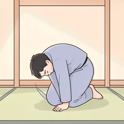 彼は深々とお辞儀して謝った - Bildwörterbuch