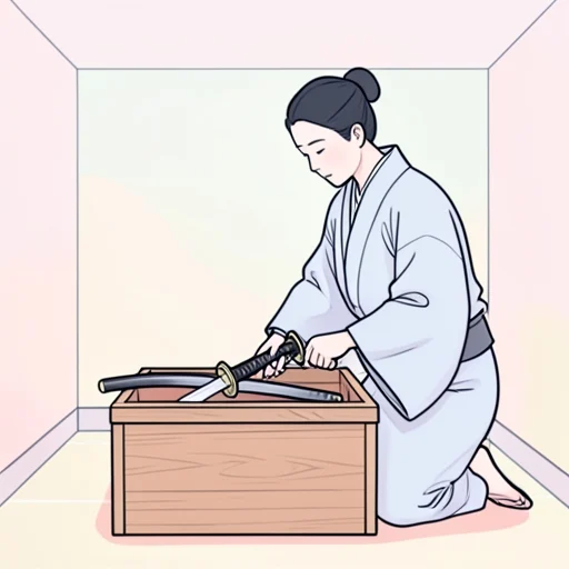 彼は古い刀を宝物として保管してる - Bildwörterbuch