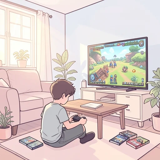 彼はゲームに熱中している - Bildwörterbuch