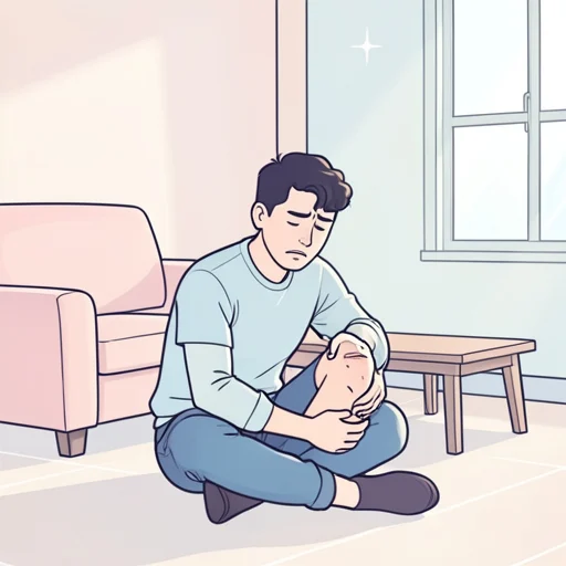 彼は膝の怪我で動けない - Bildwörterbuch