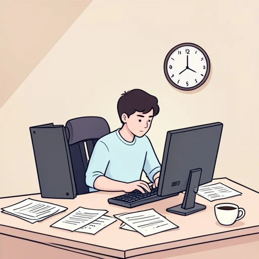 彼は一度も休むことなく三時間働き続けた - Illustrated Dictionary