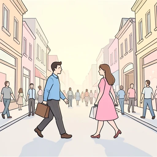 彼はいつも彼女とすれ違ってる - Bildwörterbuch
