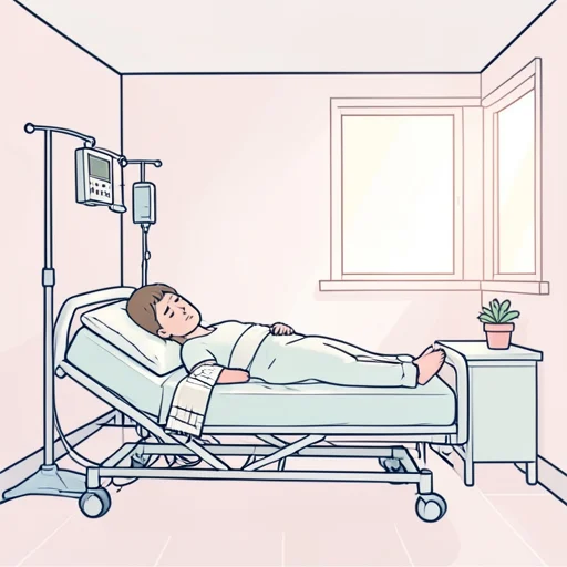 彼は事故に遭って入院した - Bildwörterbuch