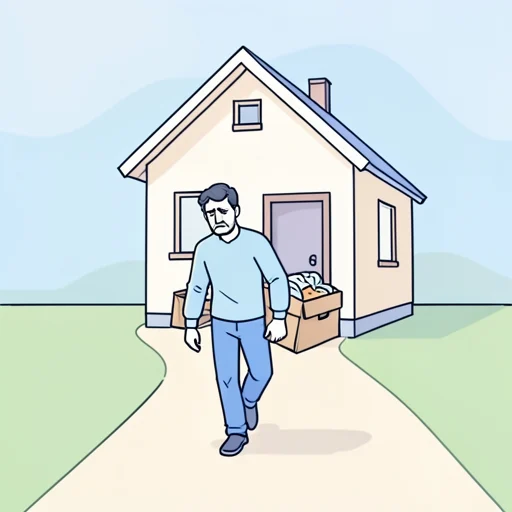 彼は住居の移動を余儀なくされた - Bildwörterbuch