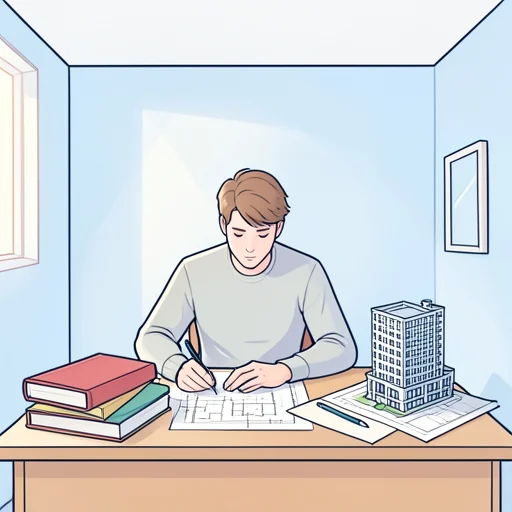 彼は建築家になるために猛勉強してる - Bildwörterbuch