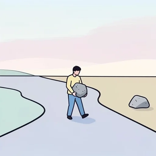 彼は道端の石を平らな場所まで運んだ - Bildwörterbuch