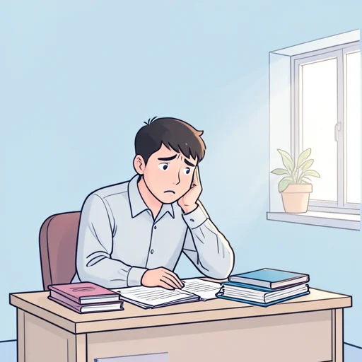 彼は何か心配しているように見える - Kamus bergambar