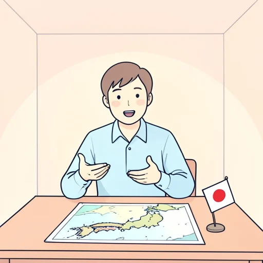 彼は日本について話した - Bildwörterbuch