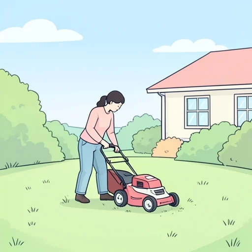 彼は庭の芝を短く刈った - Bildwörterbuch