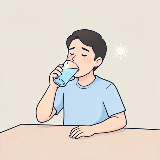 彼は喉が渇いて水を飲んだ - Bildwörterbuch