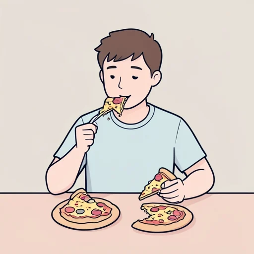 彼はピザを3切れ食った - Bildwörterbuch