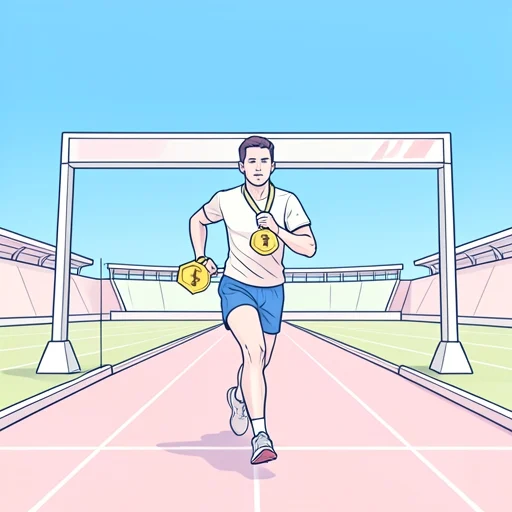 彼は陸上競技で金メダルを取った - Bildwörterbuch