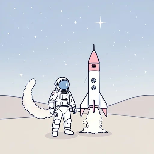 彼はロケットを発射して宇宙に行った - Bildwörterbuch