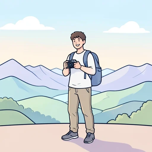 彼は旅行先でいい思い出を作った - Bildwörterbuch