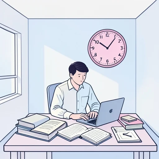 彼は三時間勉強し続けました - Illustrated Dictionary