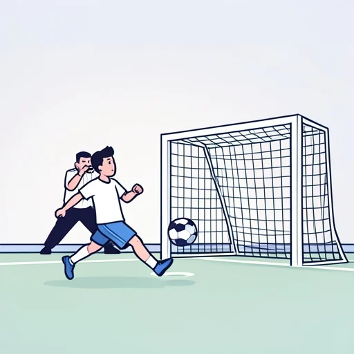 彼は試合終了のホイッスルが鳴る前にゴールを決めた - Bildwörterbuch