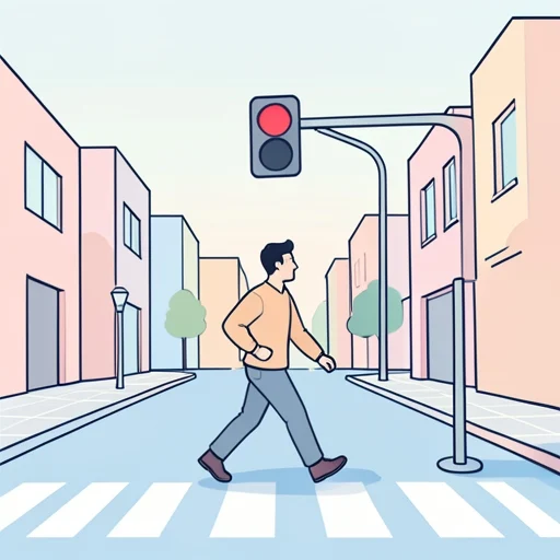 彼は信号を無視して道路を横切った - Bildwörterbuch