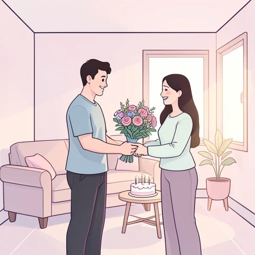 彼は誕生日に花を贈った - Bildwörterbuch