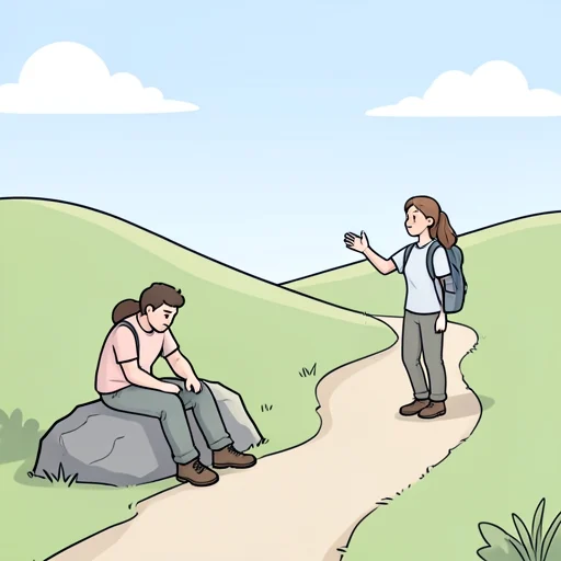 彼は途中で諦めた、だけど彼女は諦めなかった - Bildwörterbuch