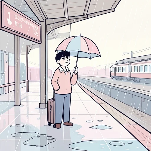 彼は梅雨時期に旅行するのが好きじゃない - Bildwörterbuch