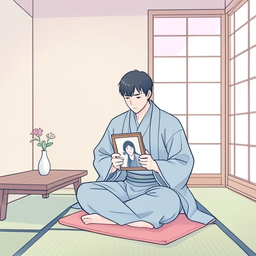 彼は若くして妻を亡くした - Bildwörterbuch