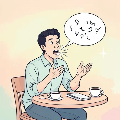 彼はよくしゃべる - Bildwörterbuch