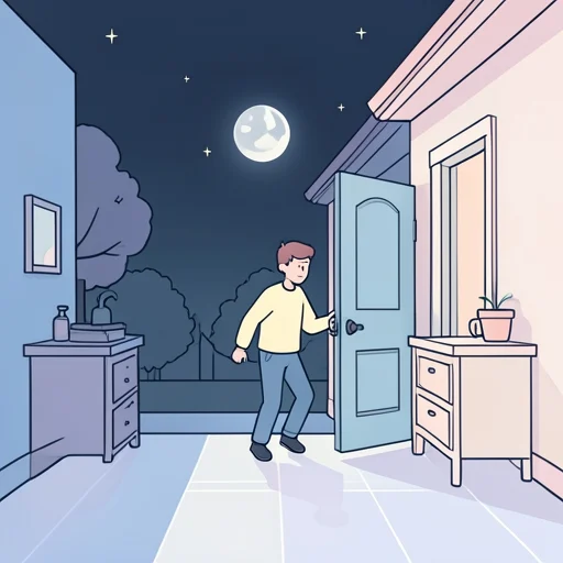 彼は夜中にこっそり出かけた - Bildwörterbuch