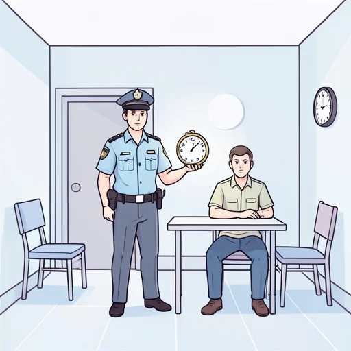 彼は容疑者を24時間拘束した - Bildwörterbuch