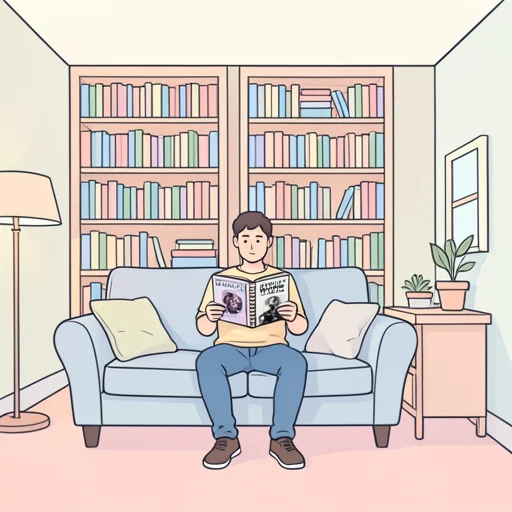 彼は有名な作家のファンで、全作品を読んでる - Bildwörterbuch