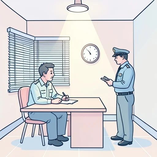 彼、容疑者は現場で捕まって取り調べを受けている - Bildwörterbuch