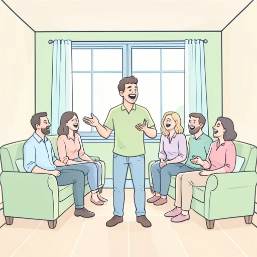 彼、愉快なジョークを言って場を和ませるのが上手だ - Bildwörterbuch