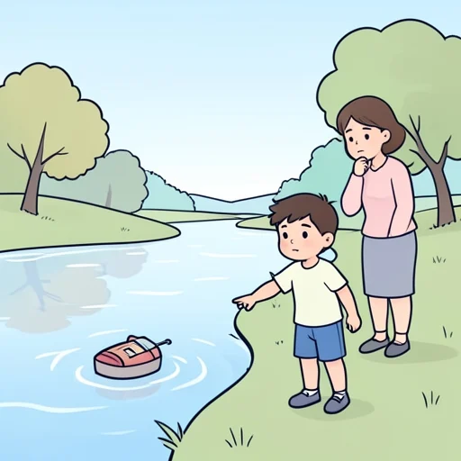 川に流れた物がどこから来たのか気になる - Bildwörterbuch