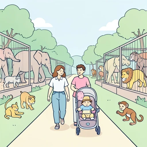 家族で動物園に行った - Bildwörterbuch