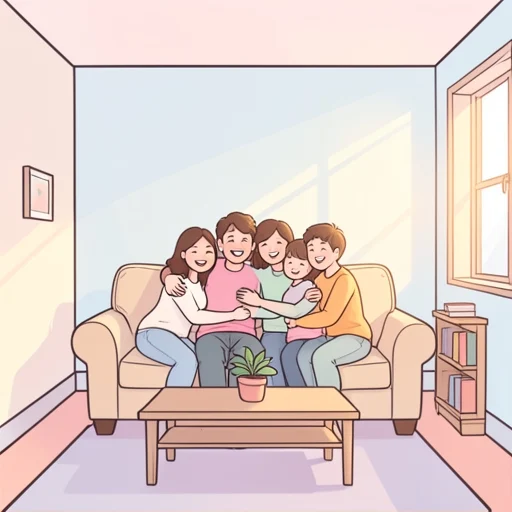 家族のそばにいるときが一番幸せだ - Bildwörterbuch