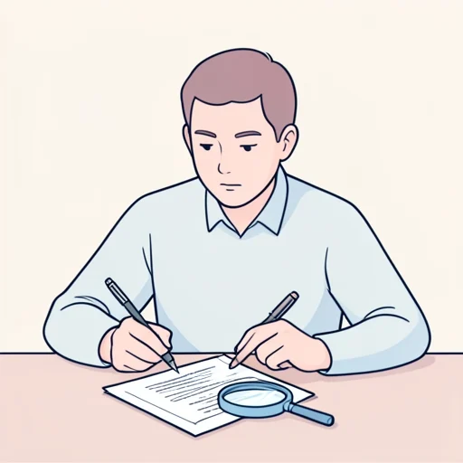 契約書にサインする前に内容を隅々まで確認すべきだ - Bildwörterbuch