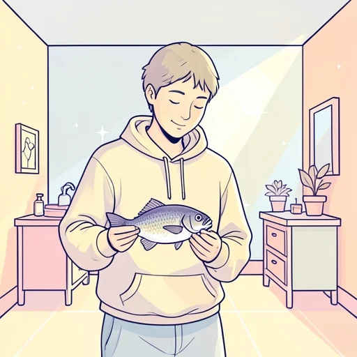 今朝の魚はとても新鮮だった - Bildwörterbuch