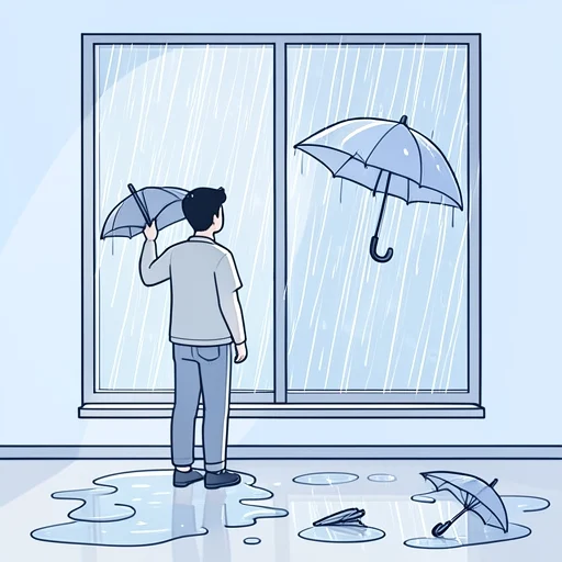 今朝は激しい雨で大変だった - Bildwörterbuch