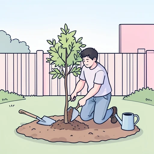 木を庭に植えた - Bildwörterbuch