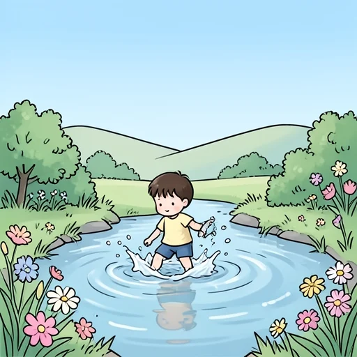 子供のころはよく川で遊んだものだ - Illustrated Dictionary