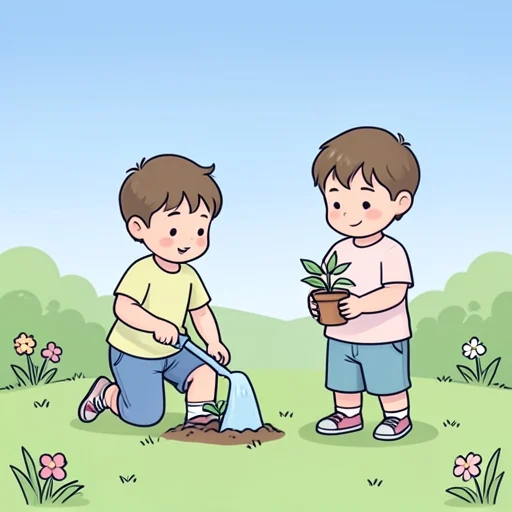 子供たちは日に日に成長している - Bildwörterbuch