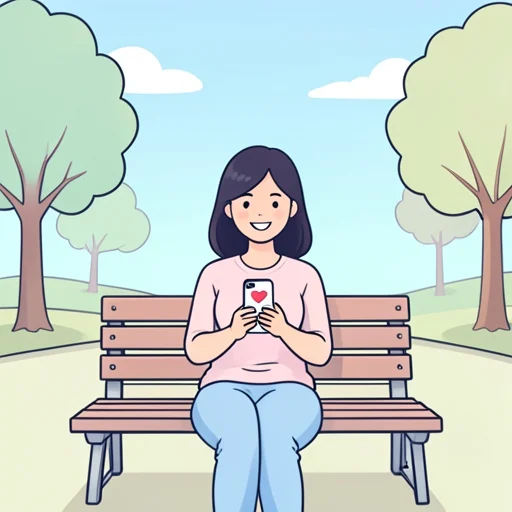 恋人からのメッセージに彼女は思わず微笑んでしまった - Bildwörterbuch