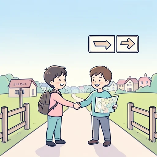 国境を越えて友人ができた - Bildwörterbuch