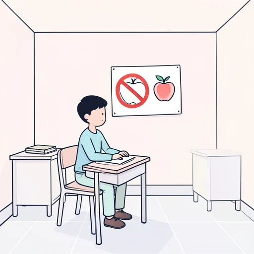 ここで食べてはいけません。 - 그림 사전