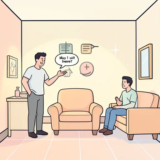 ここに座ってもいいです。 - Illustrated Dictionary